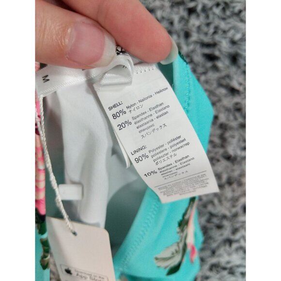 CUPSHE Floral High Rise Swim Bottoms Womens SZ M Roses Light‎ Blue Beach NEW - Picture 8 of 11